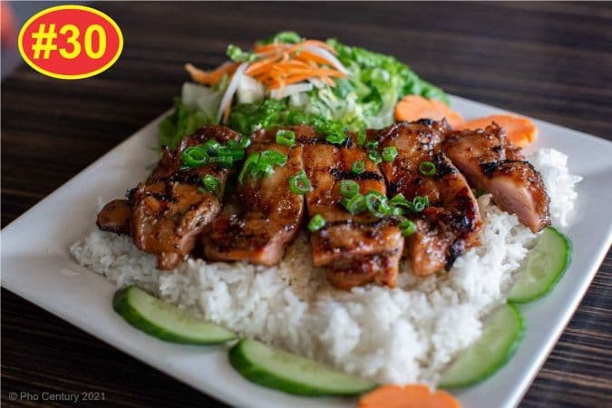 30. BBQ Lemongrass Chicken on Steamed Rice - Com Ga Nuong Xa