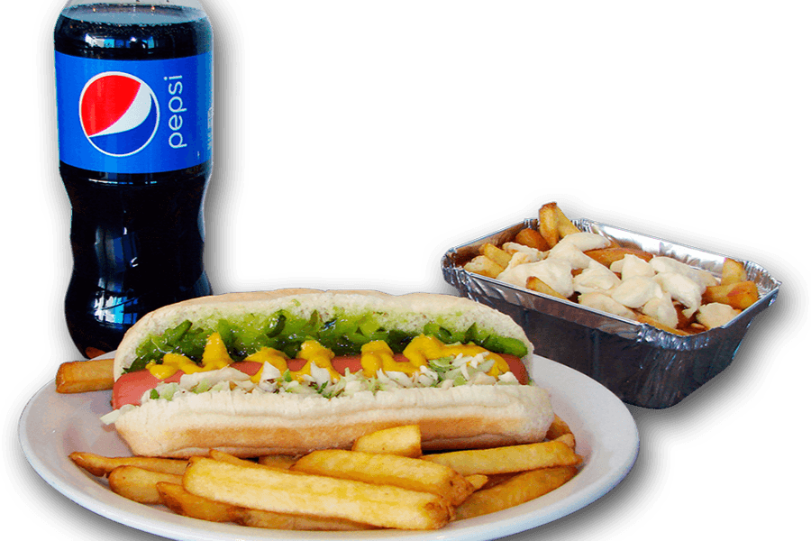 Trios hot dog poutine et breuvage