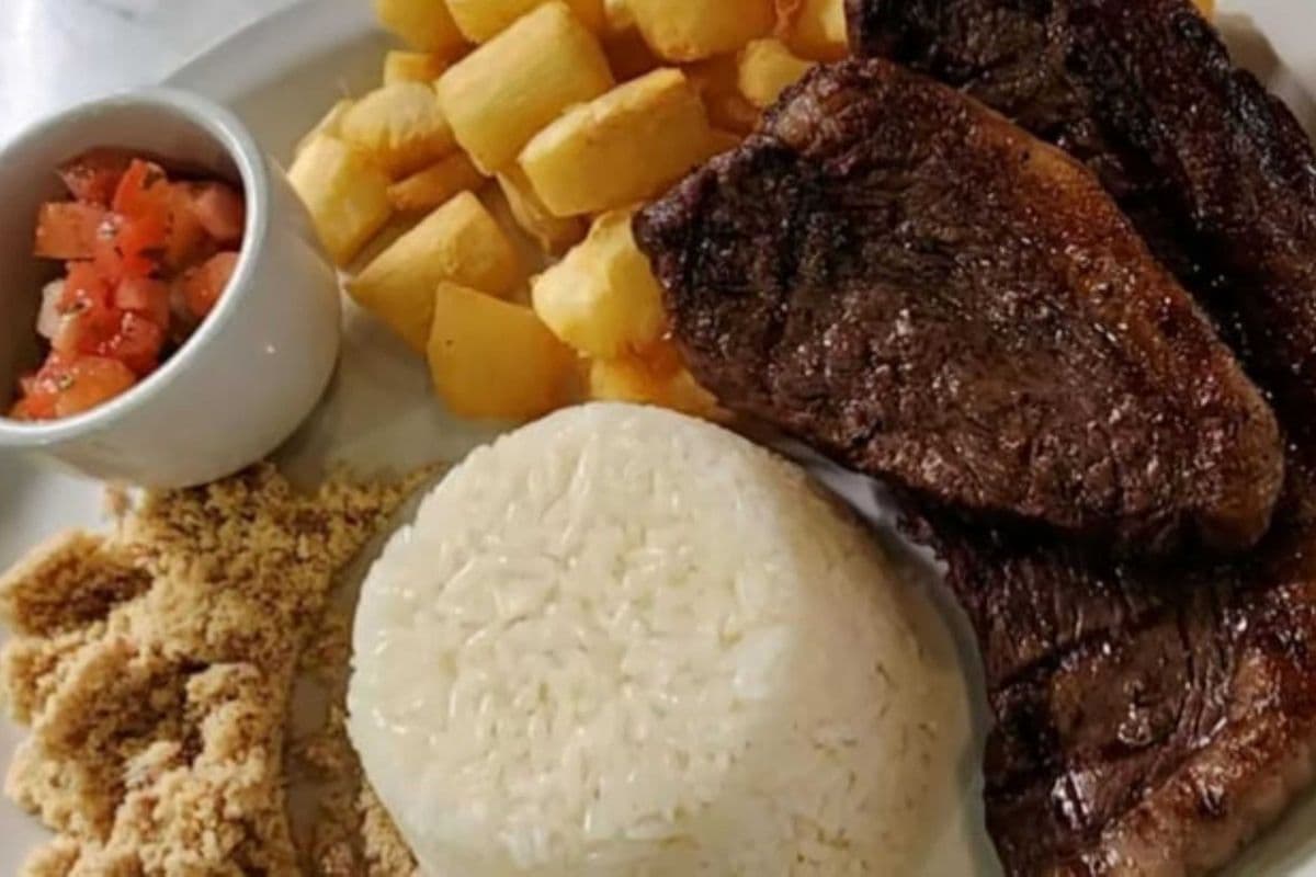 Picanha Grelhada com Mandioca Frita - Picanha com 5 acompanhamentos