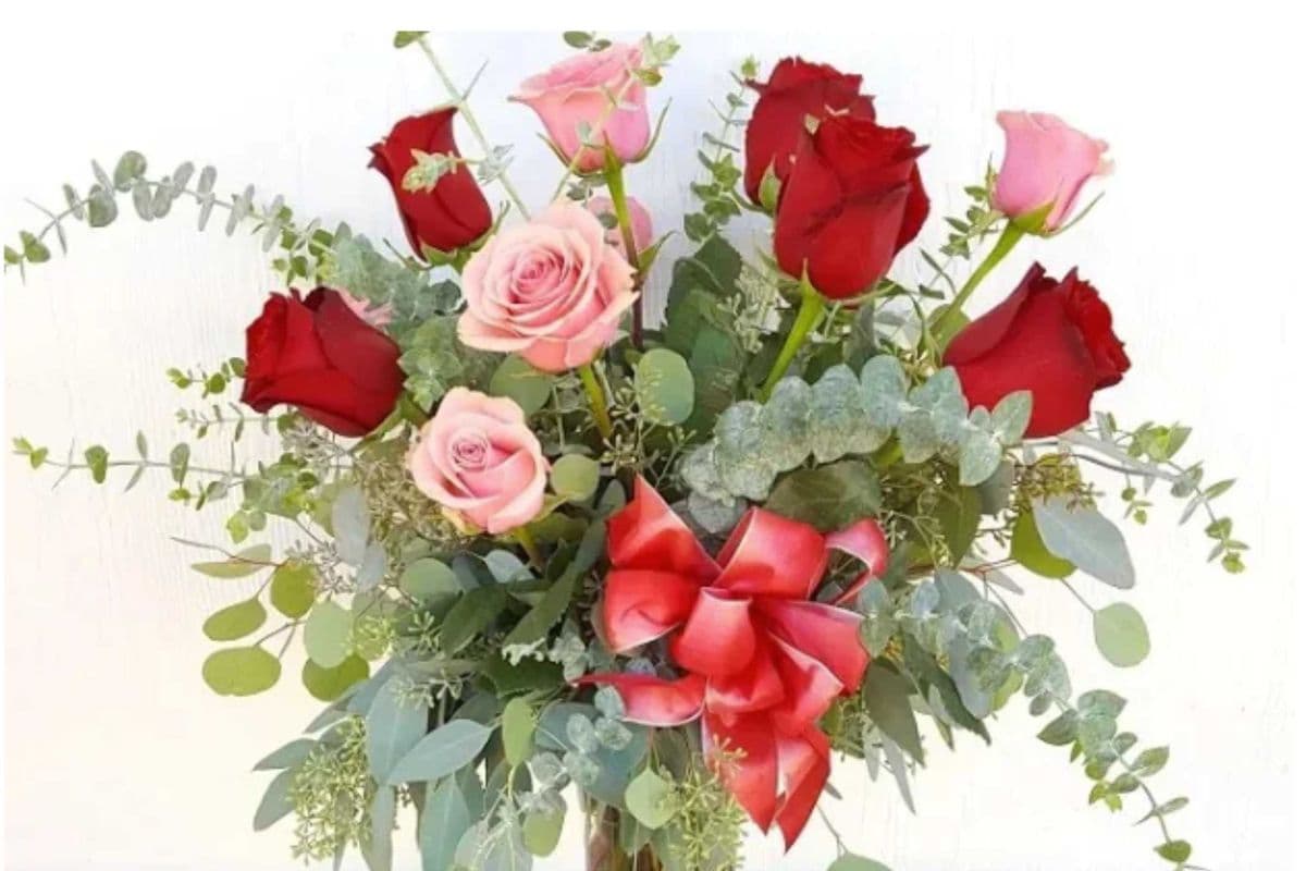 Red & Pink Dozen Roses