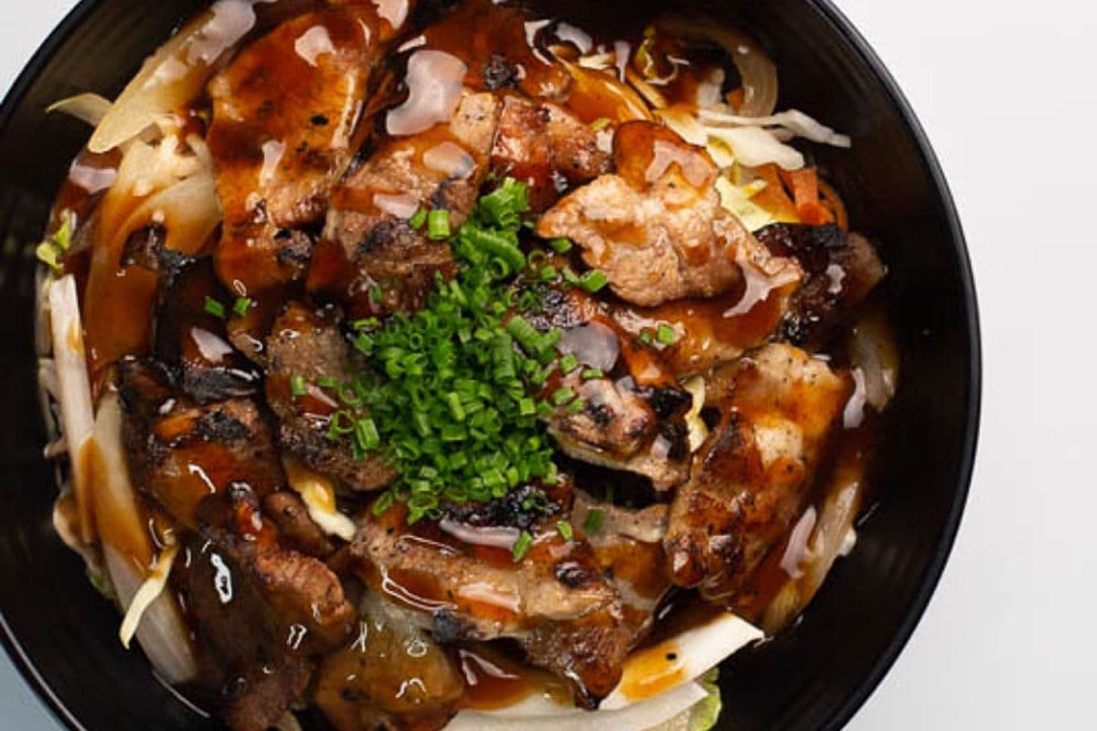 Grilled Pork Chop Slices Rice Bowl