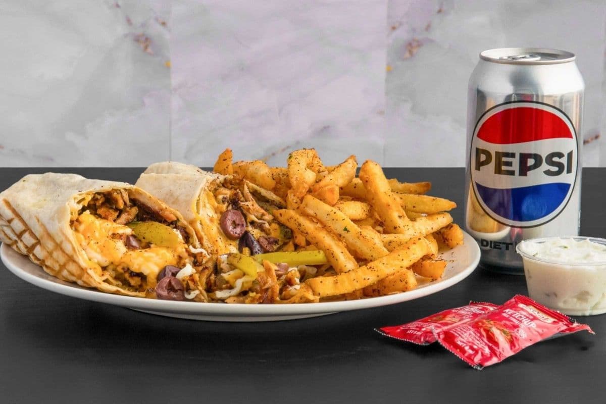 Cheesy chicken shawarma combo