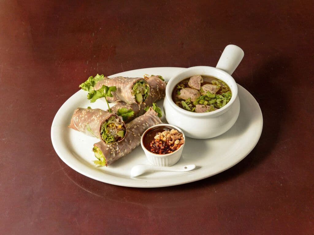A16. QN Pho Roll and Beef Ball Soup