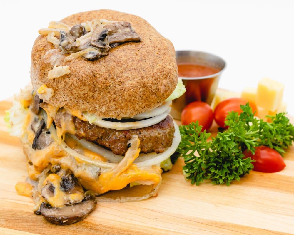 Grass Fed Keto Sautéed Mushrooms Burger