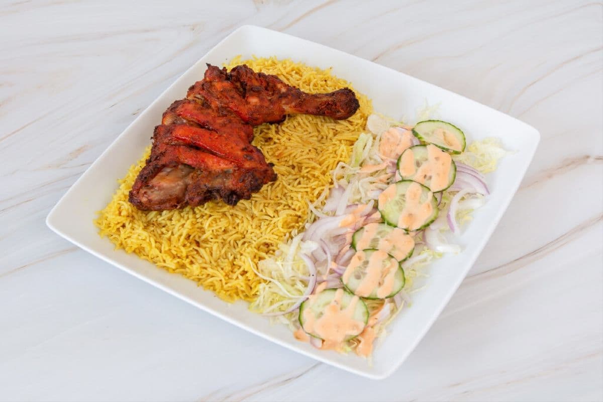 Chicken Tikka Leg Rice Platter