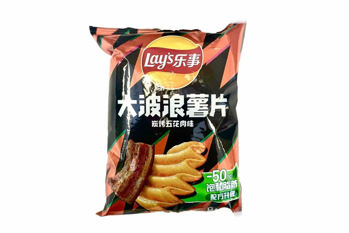 Lays Chips RoastedBacon Flavor(-50% Fat)70g 乐事薯片波浪碳烤五花肉味