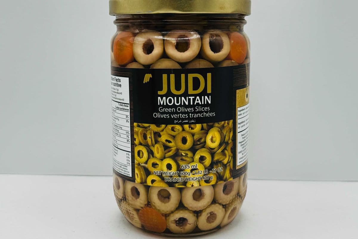Judi Mountain Green Olives Slices, 600 grams (600g)