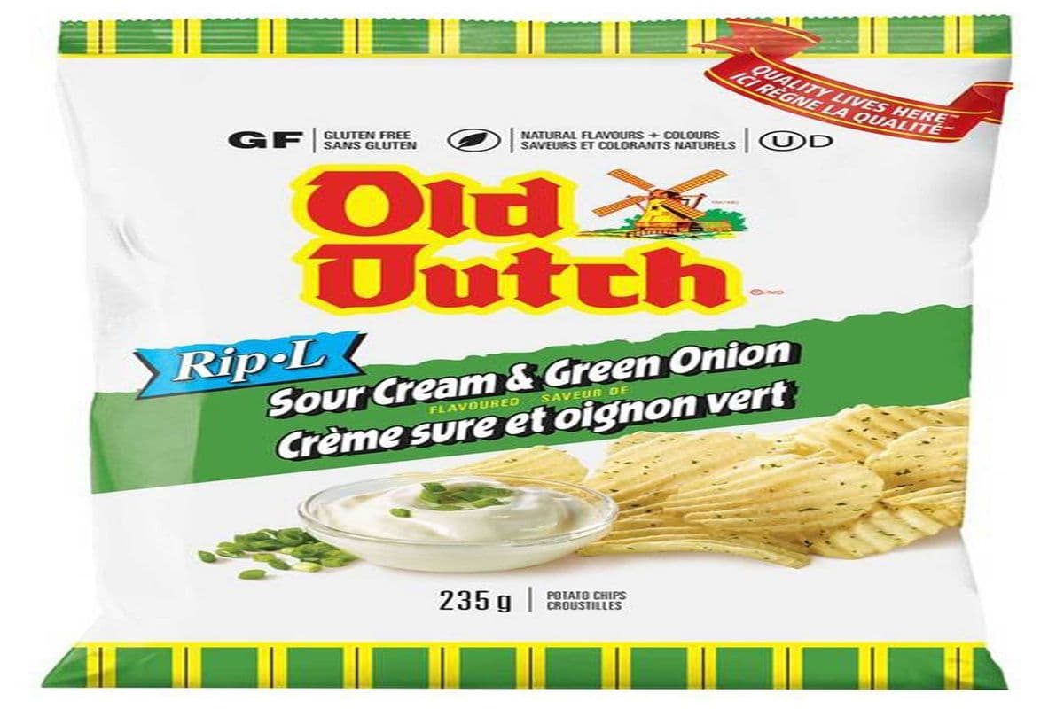 Old Dutch Rip L Sour Cream & Green Onion 235g (Gluten Free) (235g) (250 Cal)