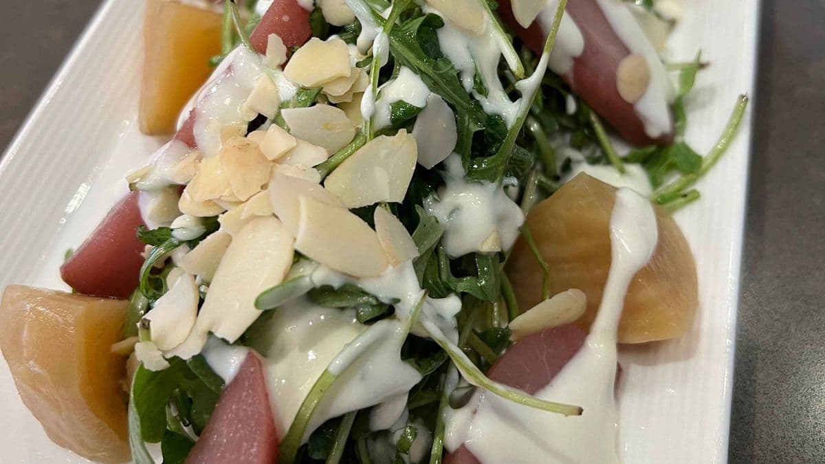 Poached Pear and Golden Beets Salad