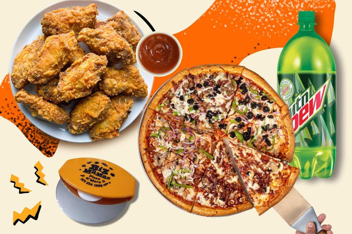 Meal for 4 ( Large Pizza & Wings )
