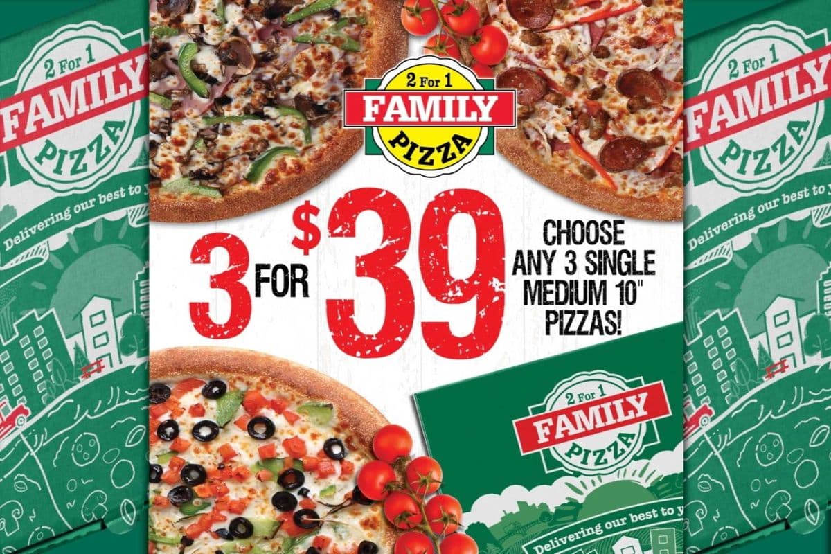 Any Three 10" Medium Pizzas