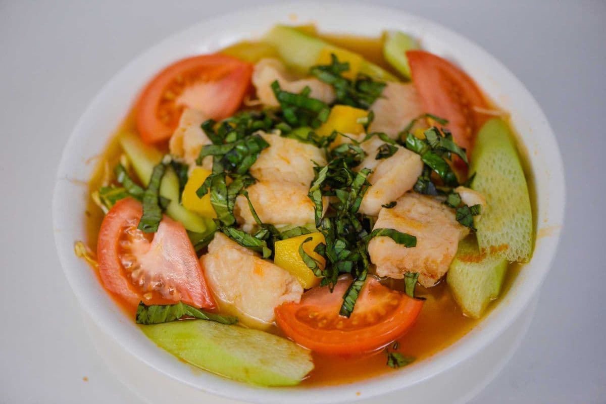 87. Vietnamese Sweet-and-Sour Soup with Fish Fillet and Vegetables - Canh Chua Ca