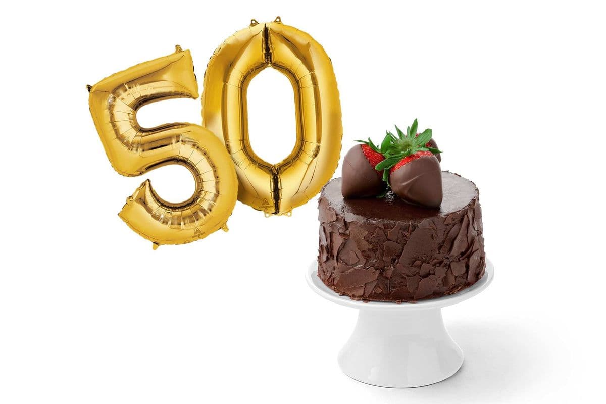 Chocolate Birthday Cake & Number Balloon Gift Set