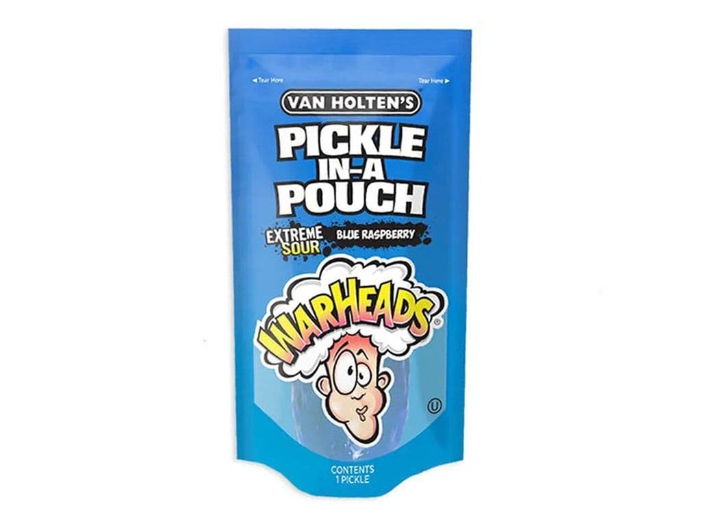 Van Holten Warheads Blue Raspberry Extreme Sour Jumbo Dill Pickle Snack