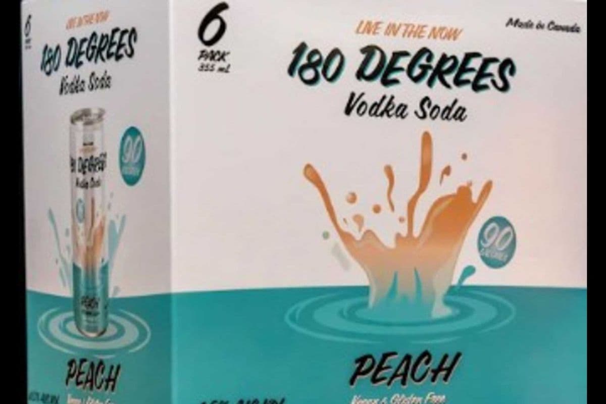 180 DEGREES VODKA SODA PEACH (6 x 355 mL)