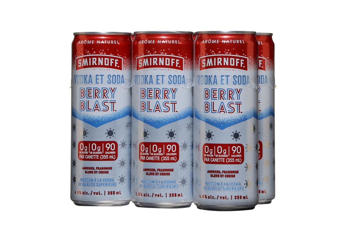 Smirnoff Vodka & Soda Berry Blast (6 x 355ml cans)
