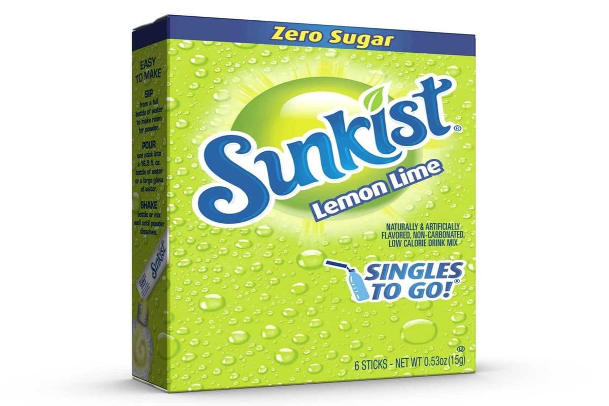 Singles to Go Sunkist Lemon Lime Zero Sugar (6 Sticks) (15g)