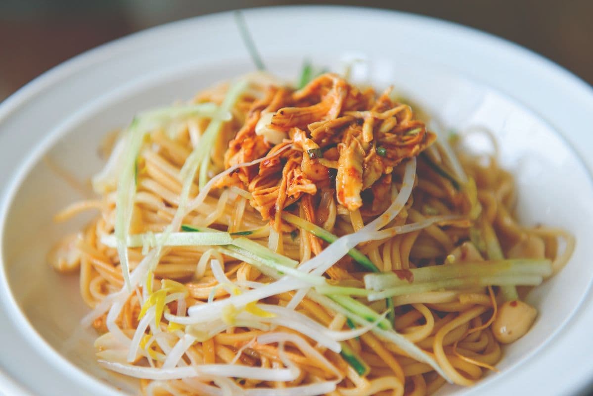 Spicy Sichuan Style Hand Pulled Cold Noodle with Chicken