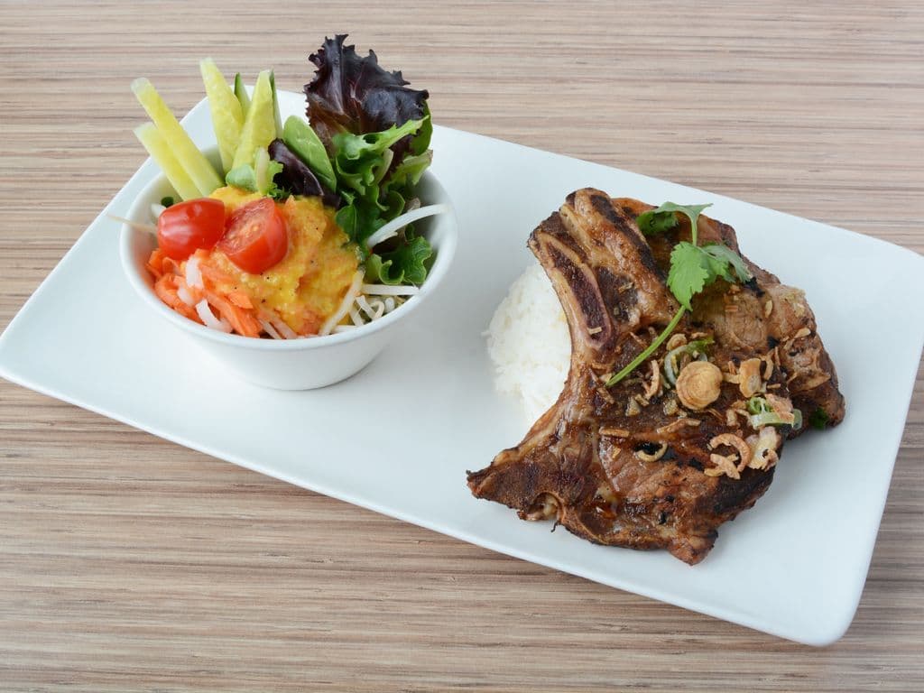60. Lemongrass Pork Chop with Rice & Salad