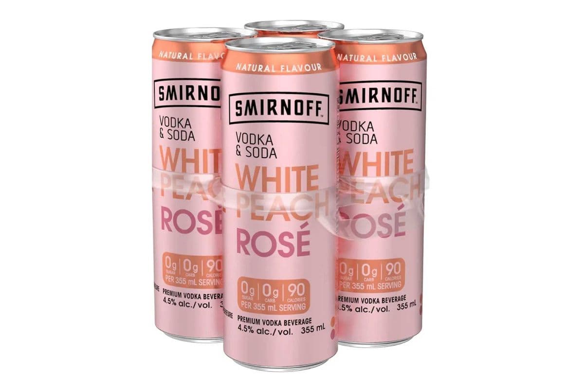 Smirnoff Vodka & Soda White Peach Rose (4 x 355 ml Cans)
