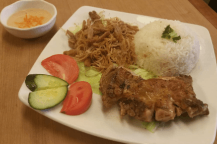 308. BBQ Lemongrass Chicken Chop and Shredded Pork on Rice