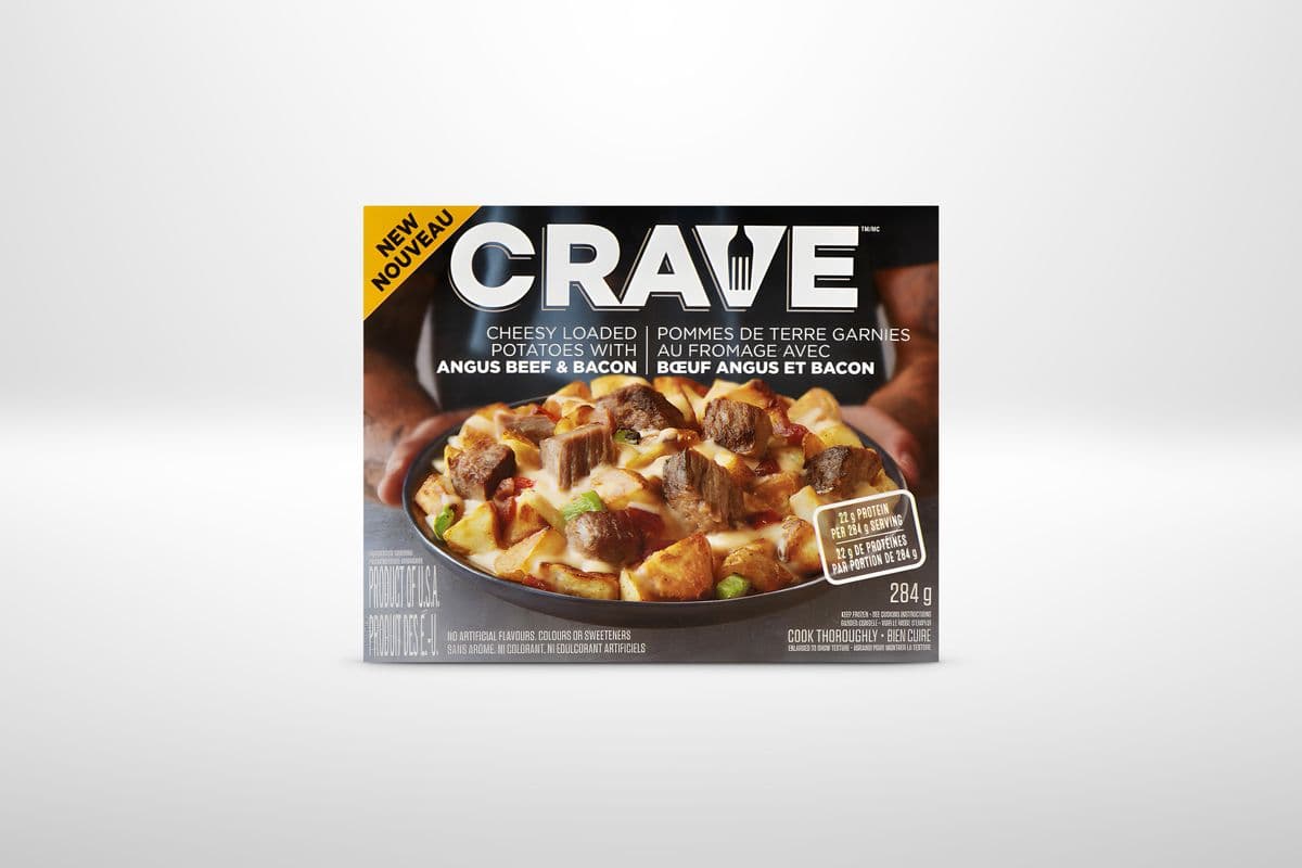 CRAVE Cheesy Loaded Potatoes with Angus Beef and Bacon Frozen Meal (284 g)