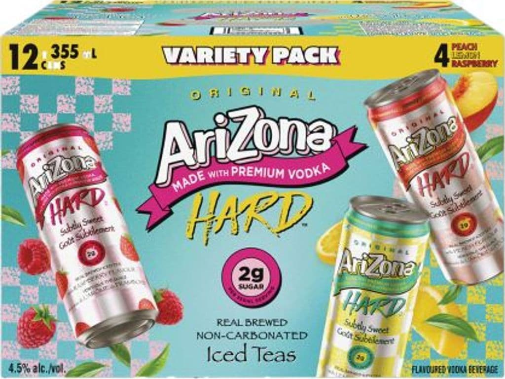 Arizona Hard 2g of Sugar Variety Pack 12x355ml