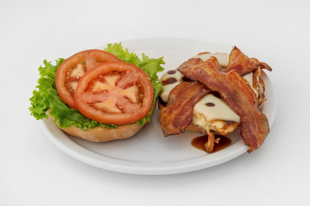 #8. Teriyaki Grilled Chicken, Swiss, and Bacon Burger
