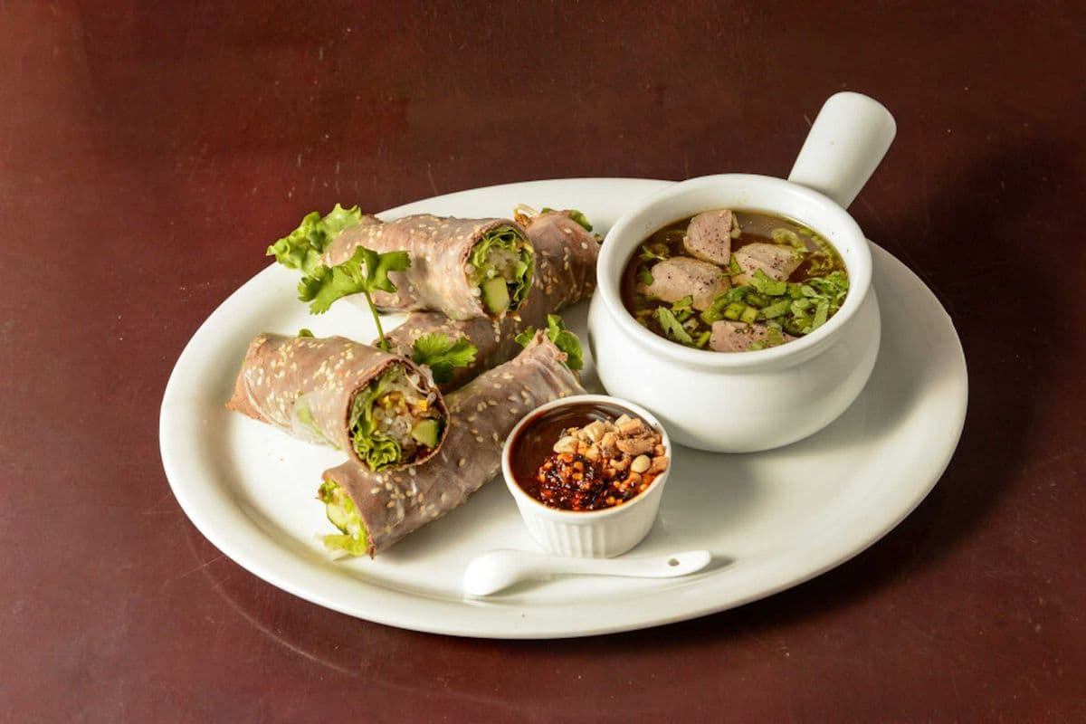 A16. QN Pho Roll and Beef Ball Soup