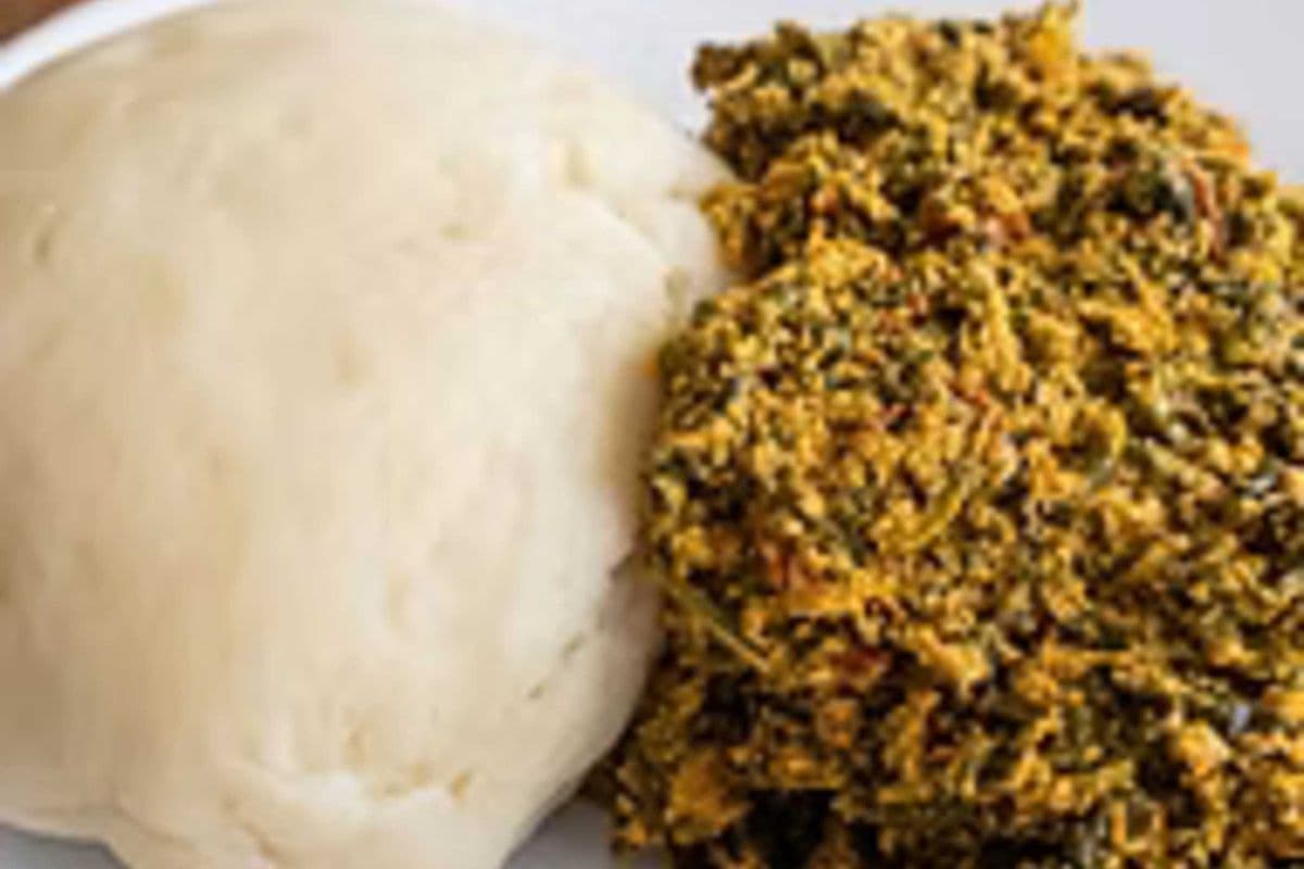 Eba and egusi soup