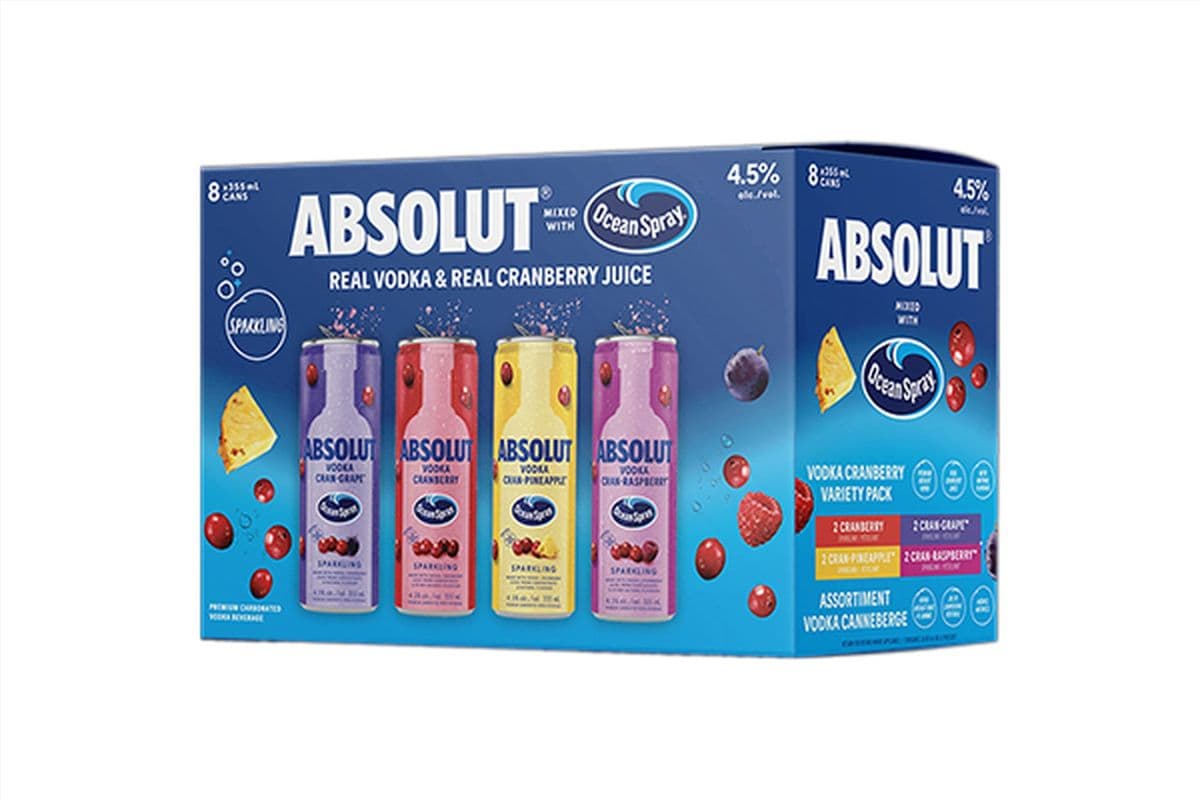 Absolut Ocean Spray Mixer (8 x 355 ml)