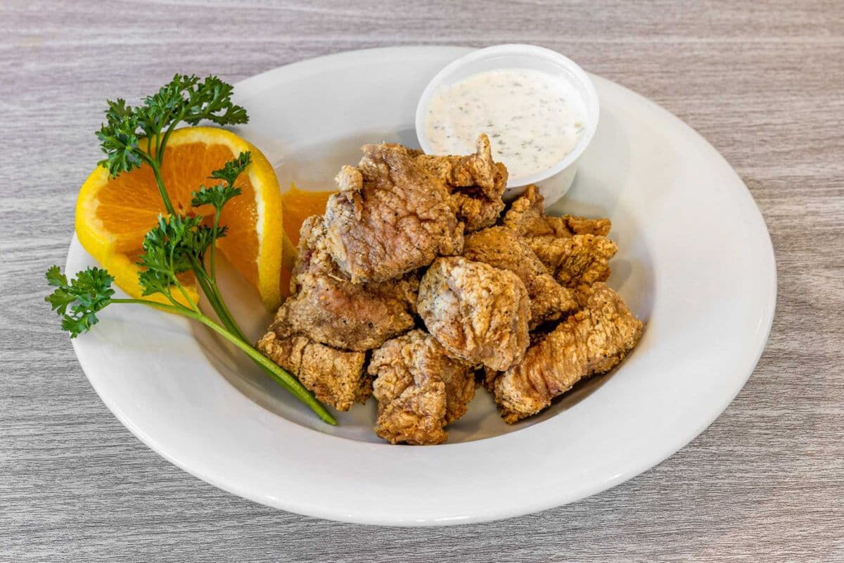 Breaded Boneless Short Ribs with Tangy Dill Dip