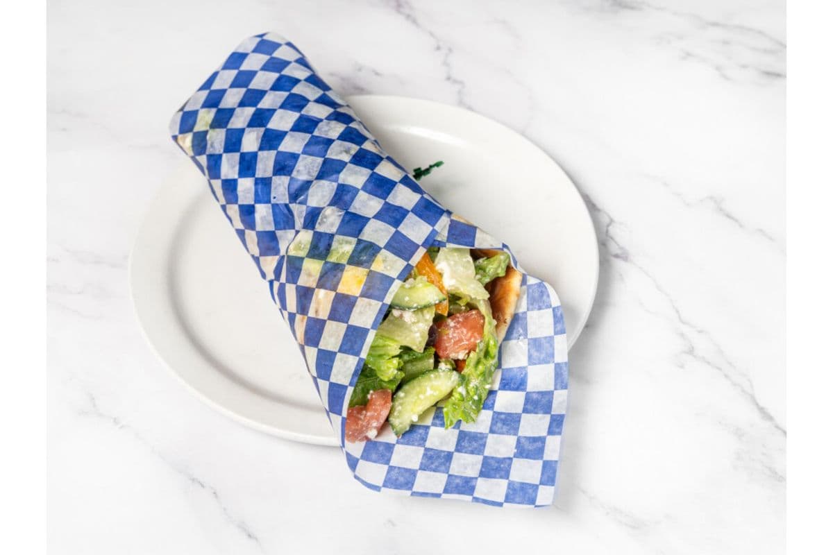 Greek Salad Wrapped in a Pita