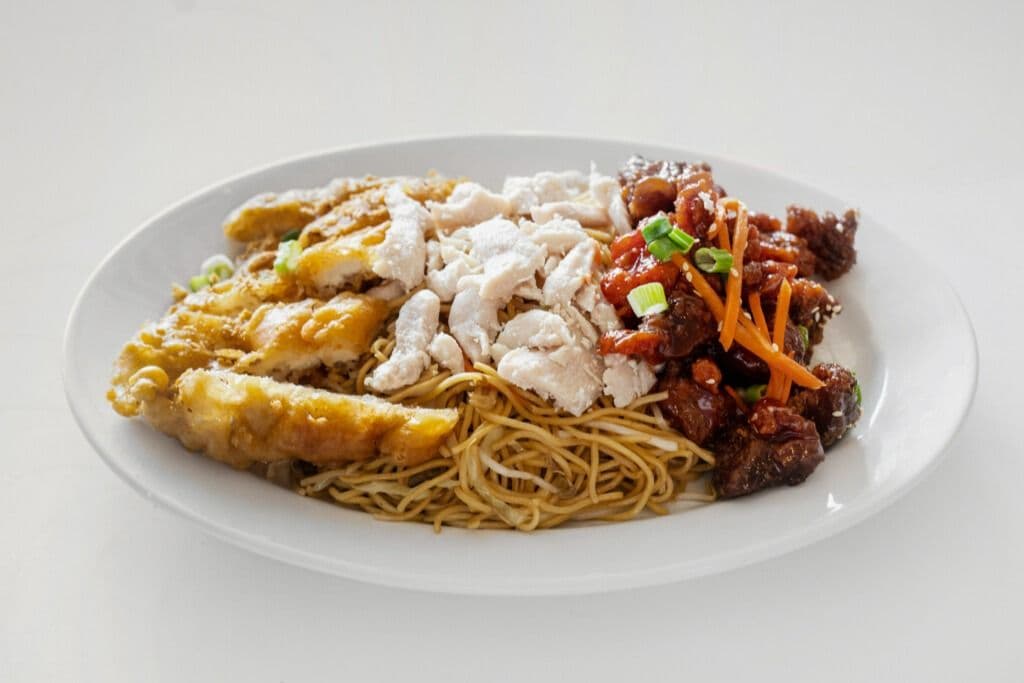 #4. Almond Chicken, Sweet and Sour Pork, and Chicken Chow Mein