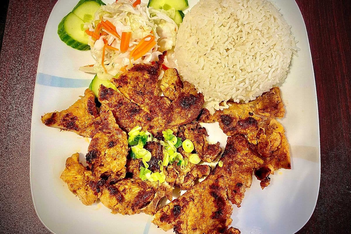 68. Grilled Pork Chops on Steamed Rice - Com Suon Nuong