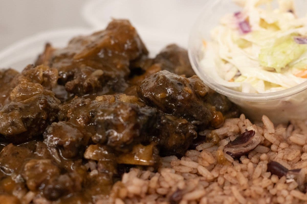 Rice & Peas,Oxtail and coleslaw