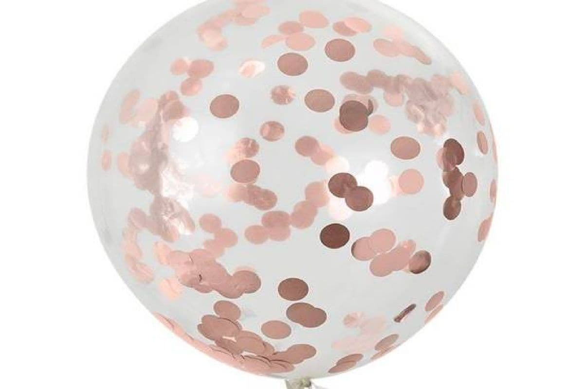11" Clear Confetti Filled Latex Balloon (Qty 1)- Rose Gold Confetti