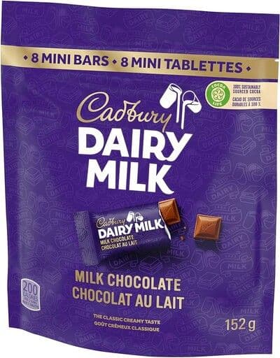 Cadbury - Dairy milk chocolat au lait / Milk chocholate mini bars (8ct)