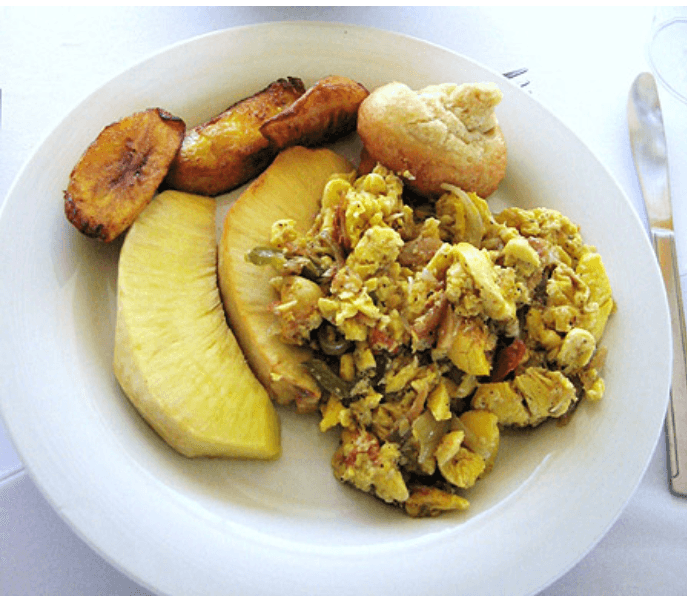 Ackee and Saltfish with Dumpling