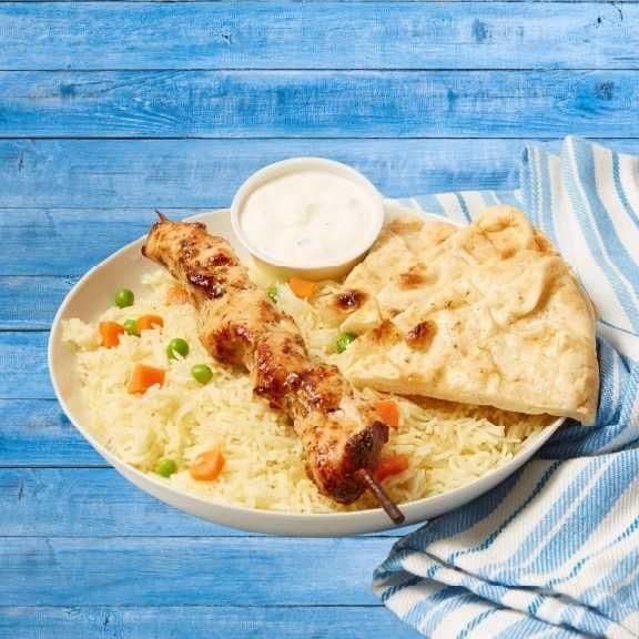 Two Skewer Chicken Souvlaki Rice Bowl