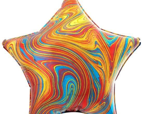18" Star Shape Foil Balloon - Marble Orange