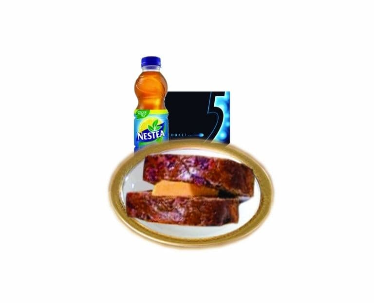 One Jamaican Bun and Cheese - Ice Tea And Bubble Gum