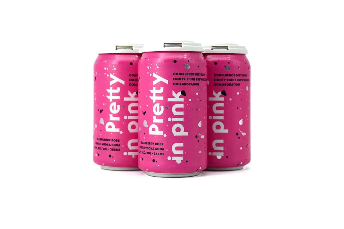 88 Pretty In Pink Raspberry Rose Peach Vodka Soda (4 Cans) (4 x 355ML)