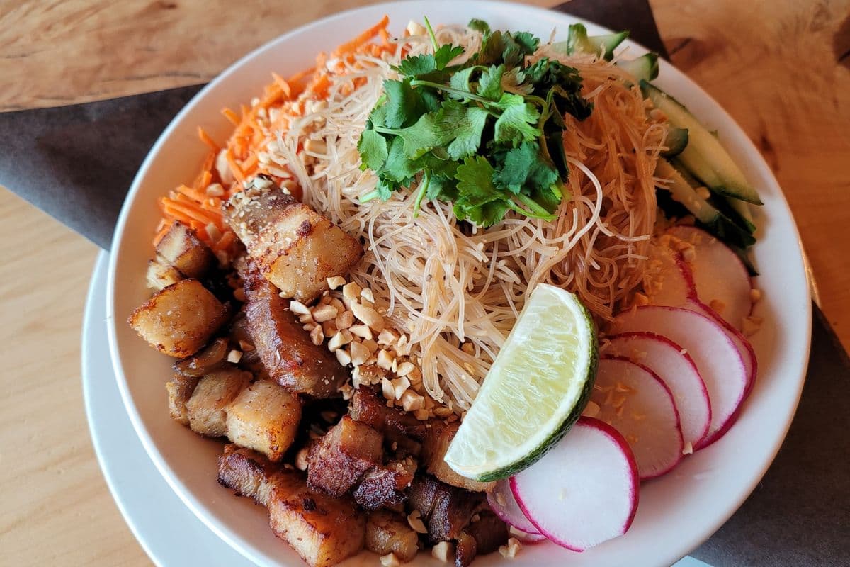 Korean Pork Belly Noodle Bowl