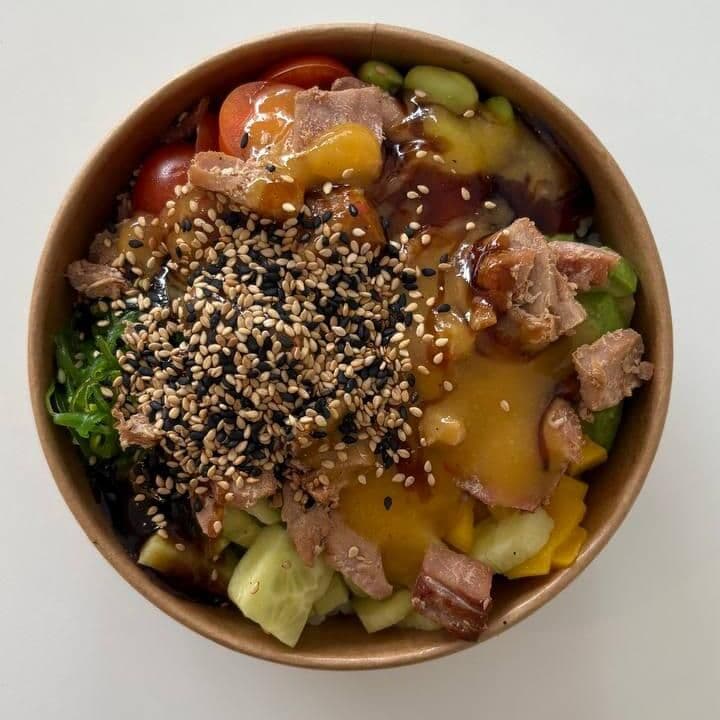 Poke with cooked tuna