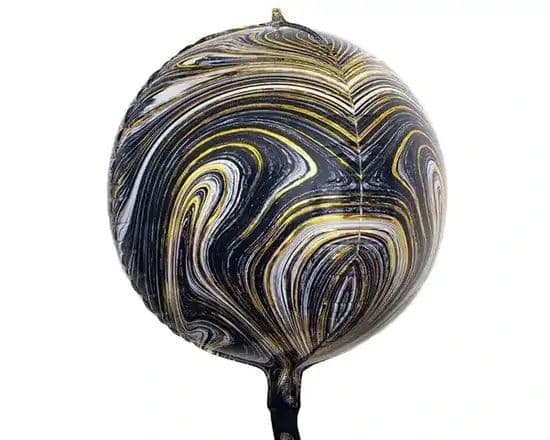 13" 4D Marble Orbz ( Ball Shape) - Black Marble