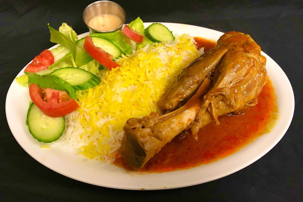 Lamb Shank (Special) With Saffron Rice and Salad