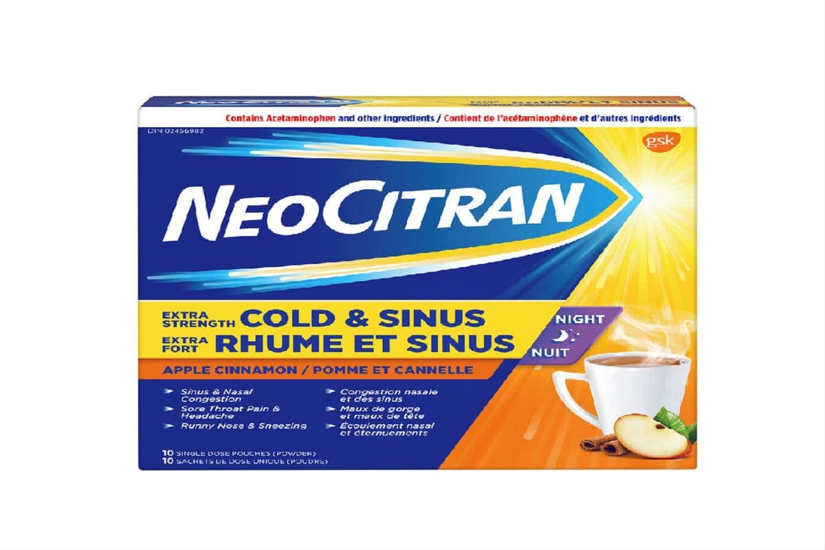 NeoCitran Cold and Sinus Extra Strength Apple Cinnamon Night (10's)