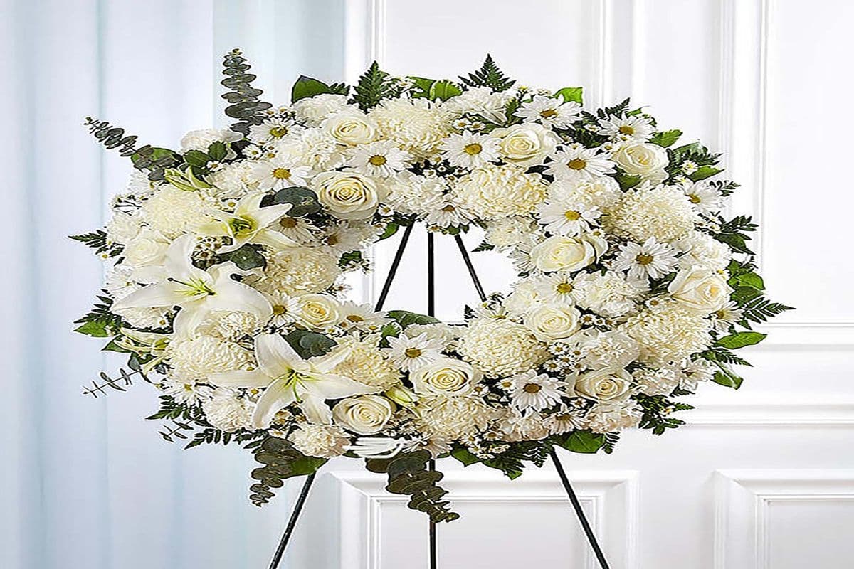 Serene Blessings Standing Wreath White -1/2 PRICE SALE - WAS $280