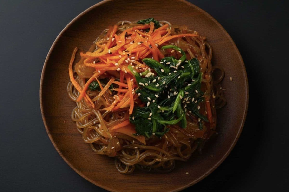 Stir Fried Sweet Potato Noodle (Japchae) (Vegan)